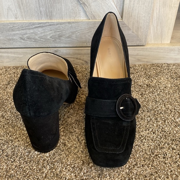 Marc Fisher suede black buckled heeled loafer Heel Platform Gucci 8.5 - Picture 8 of 10